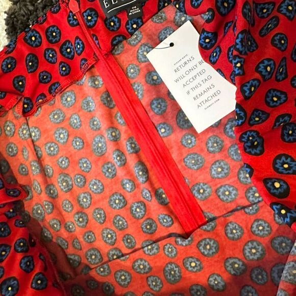 NWT Eloquii Midi Skirt Plus Sz 24 Chiffon Ruffle Flounce Red Circle Asymmetrical - Picture 4 of 8